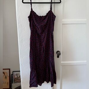 Reformation Navy and Red Midi Dress